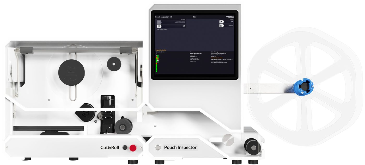 Pouch Inspector avec module Cut&Roll, découpe des sachets PDA par patient
