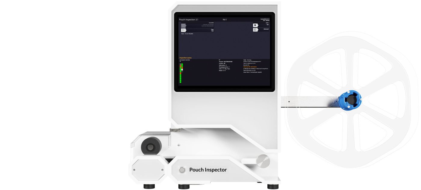 Pouch Inspector Pi Transport, contrôle des sachets PDA avec sortie dans un bac